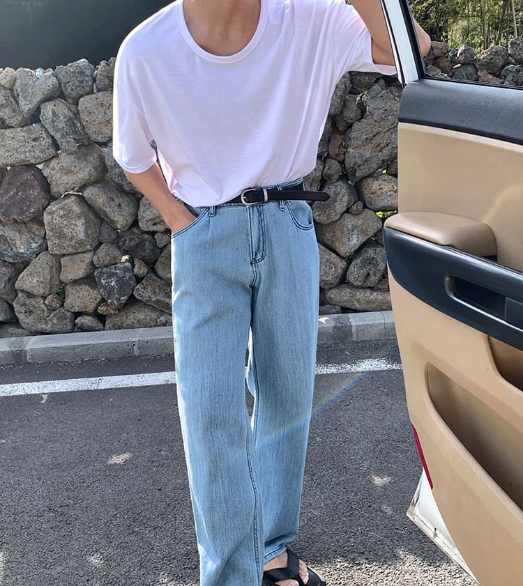 MRCYC - High Waist Washed Wide Leg Jeans