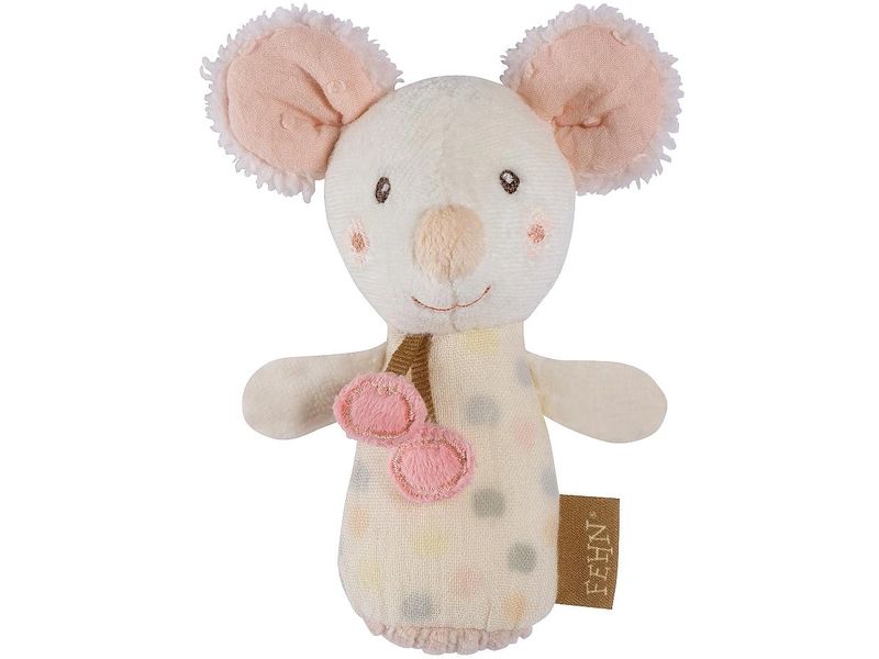 fehn Rassel Mini Maus Mini-Greifling zum Rasseln, Fühlen, Spielen mit kuschelweichem Stoff-Tier