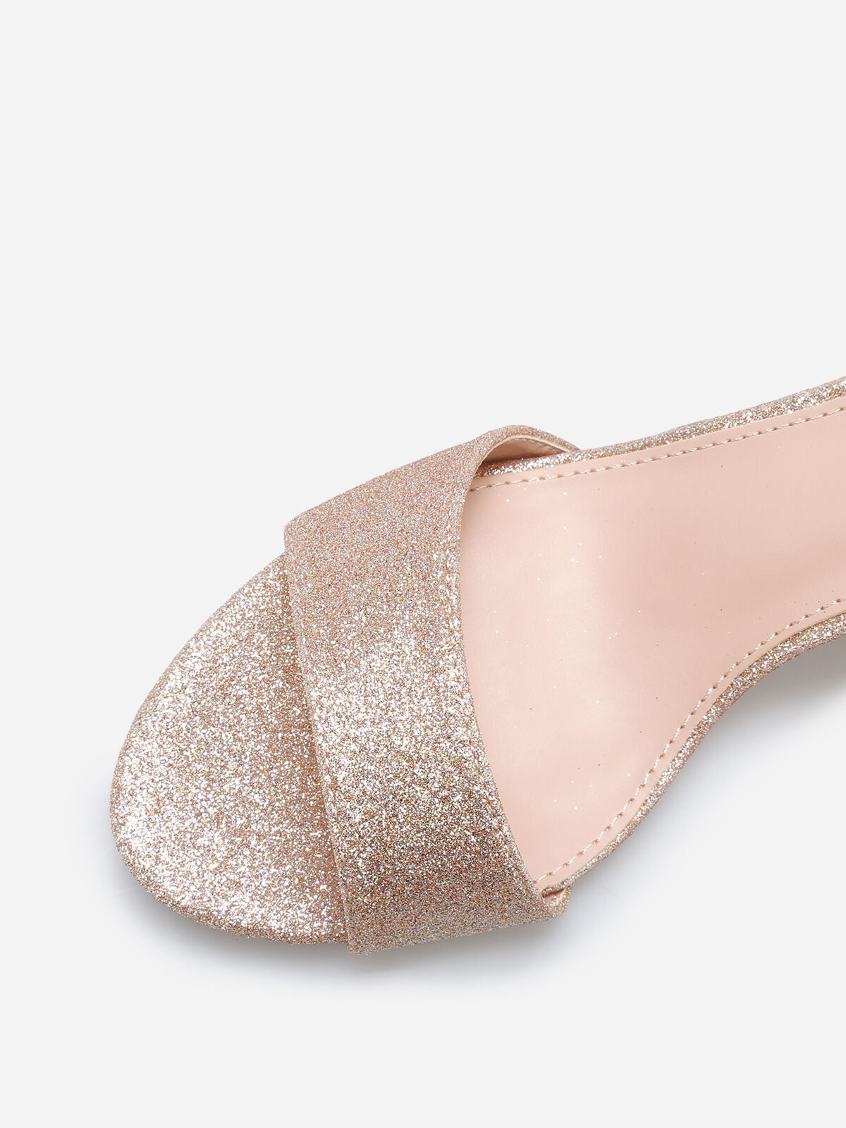 Sandales à talon pailletées- Doré rose