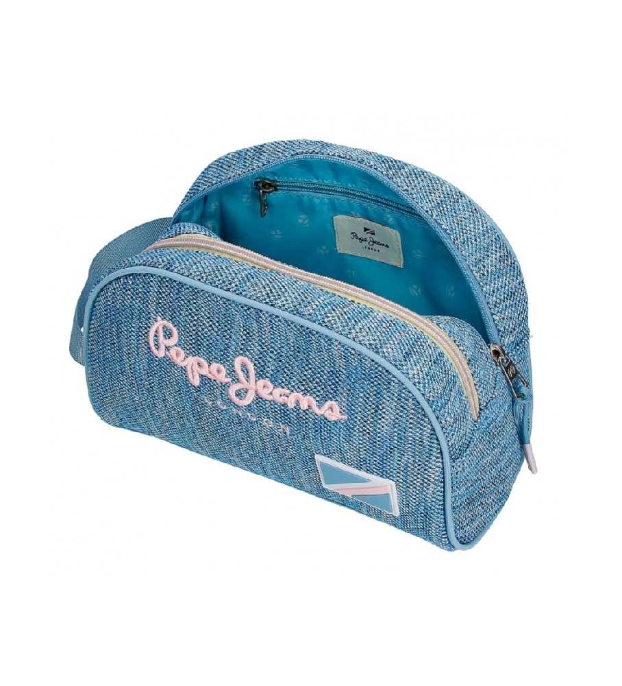 Nécessaire Pepe Jeans Lena com dois compartimentos, adaptável, azul