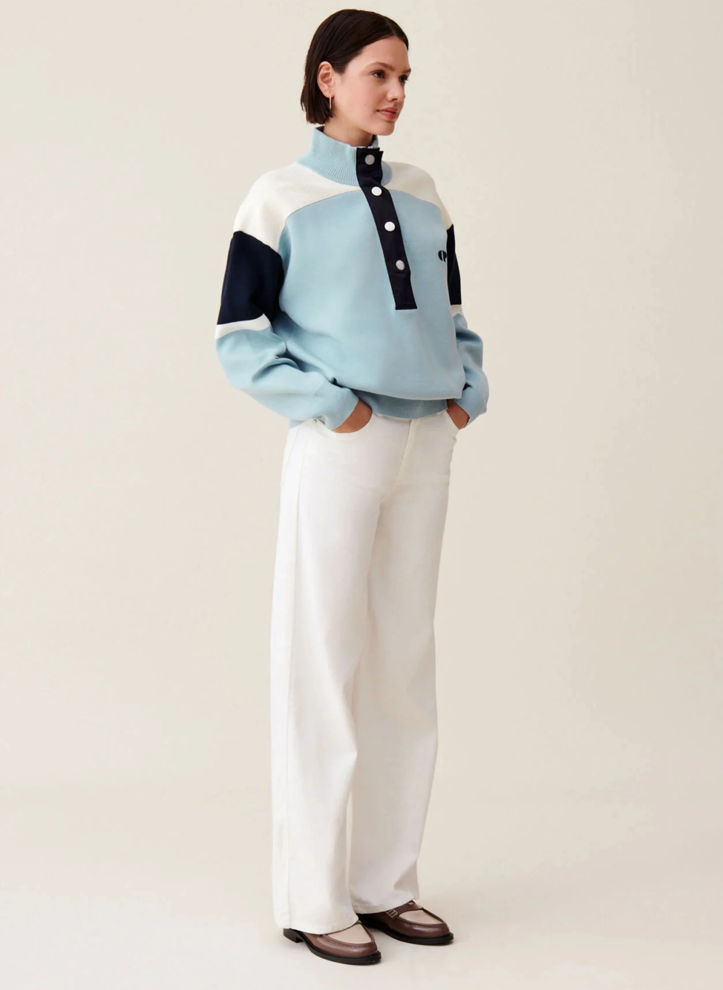 Sweat ample col camionneur | Bleu