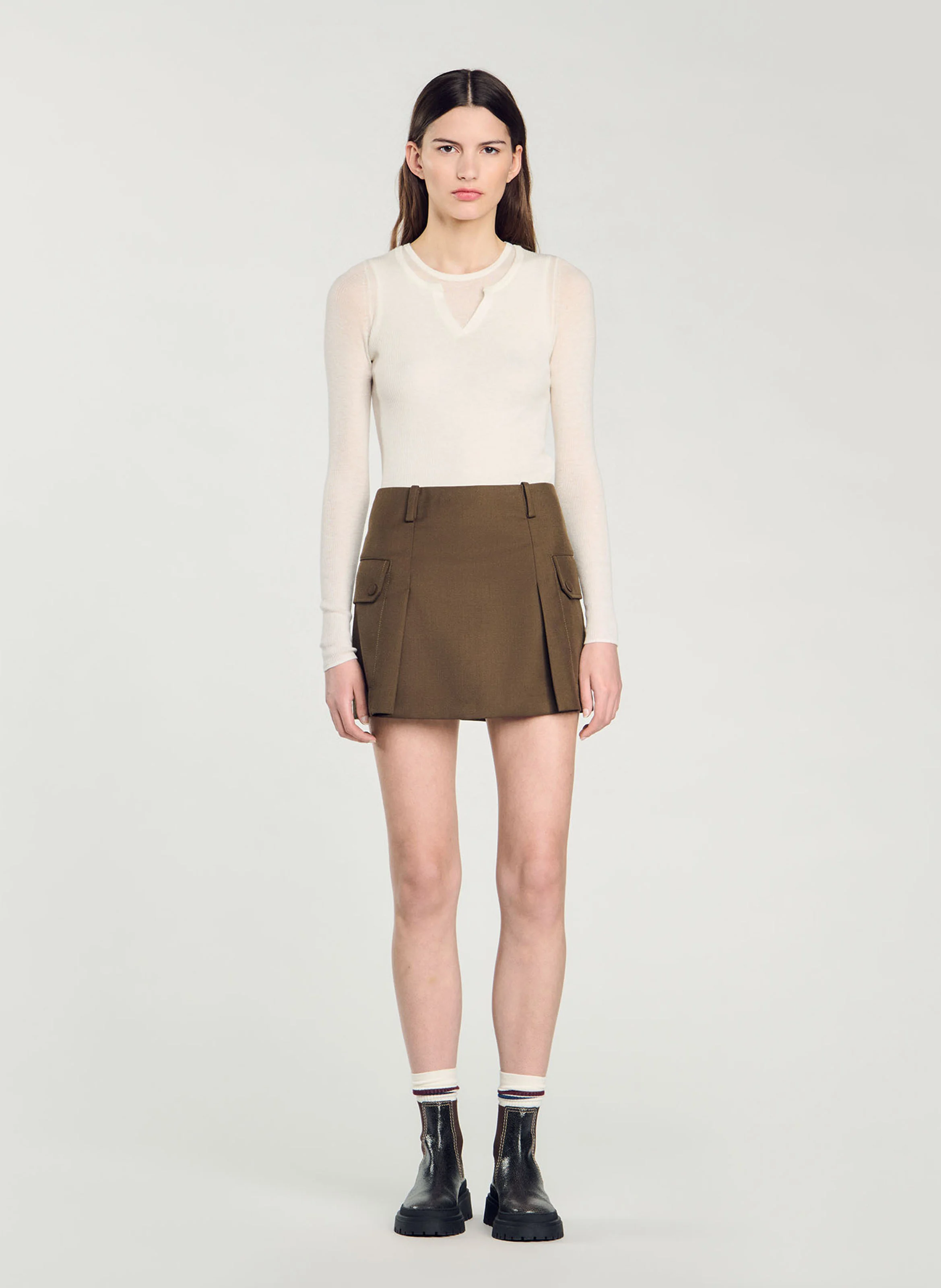 Pull col rond 2 en 1 en laine | Blanc