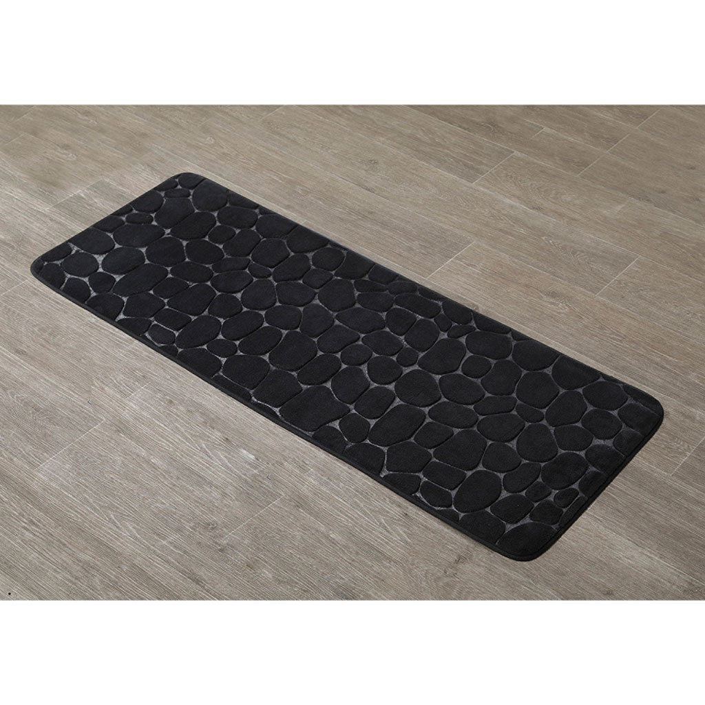 Tapis de bain galets à mémoire de forme noir 45x120cm