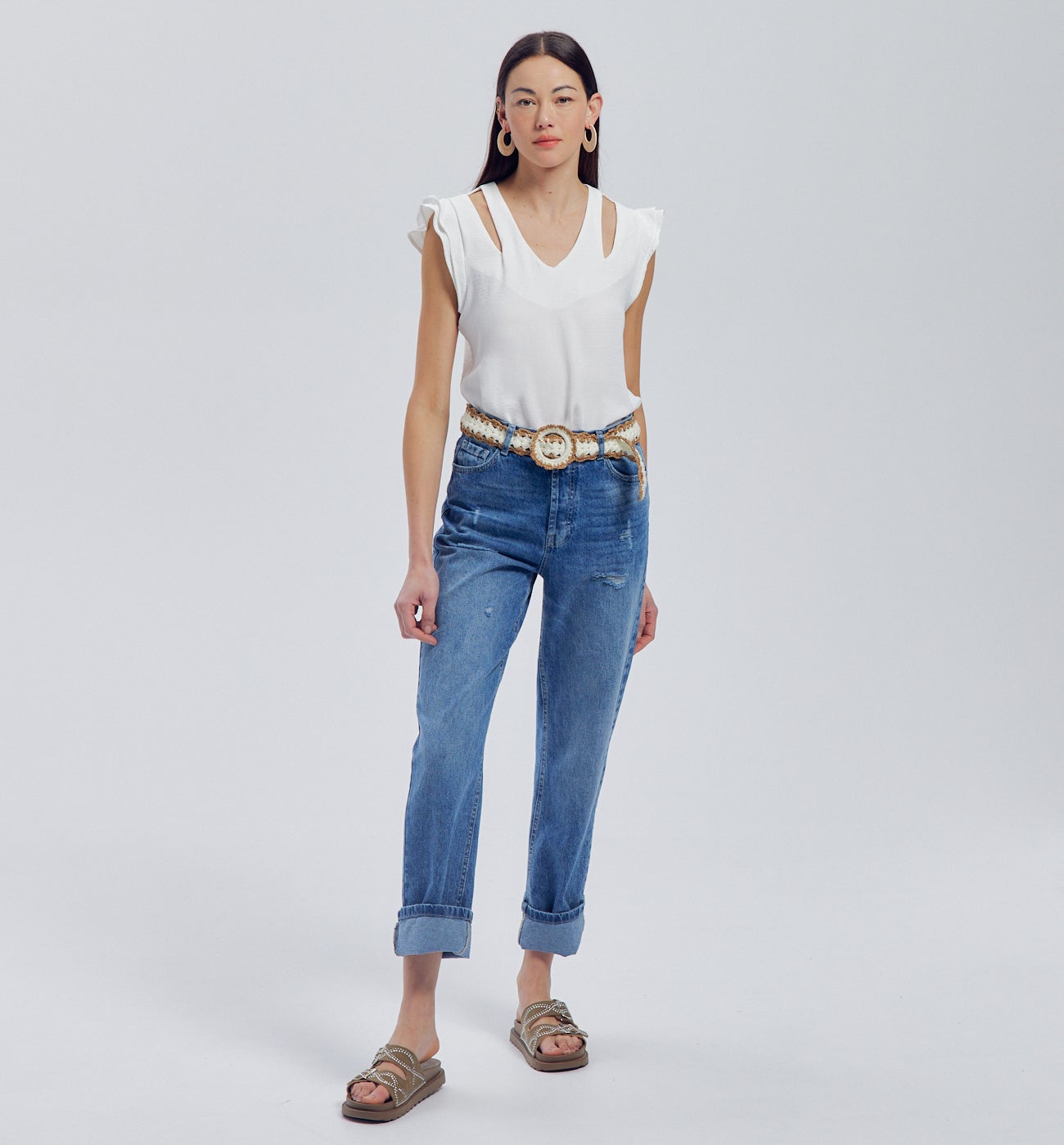 Top uni effet cut out Femme - Ecru