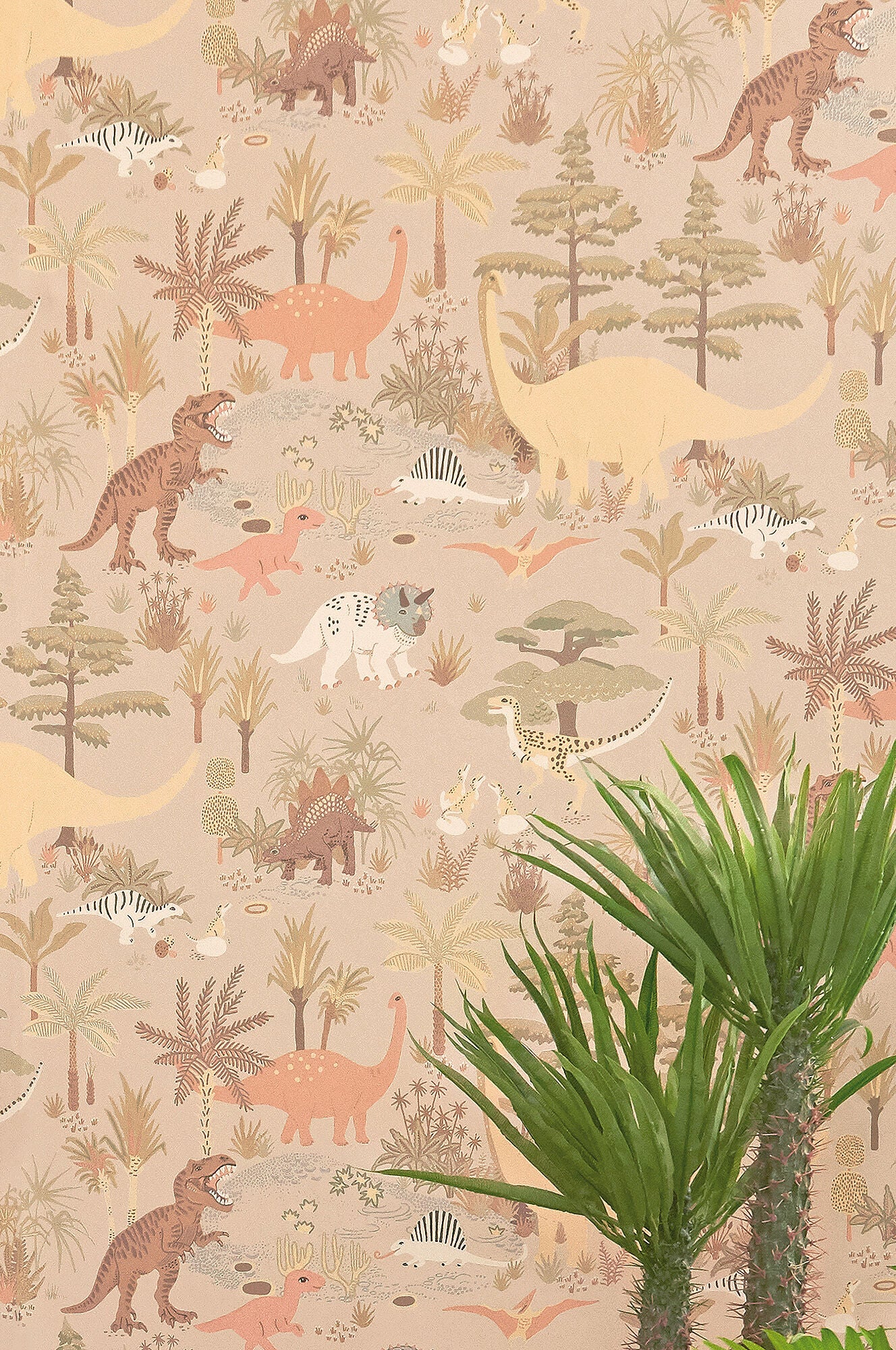 Majvillan Tapet Dinosaur Vibes, Sandy Beige