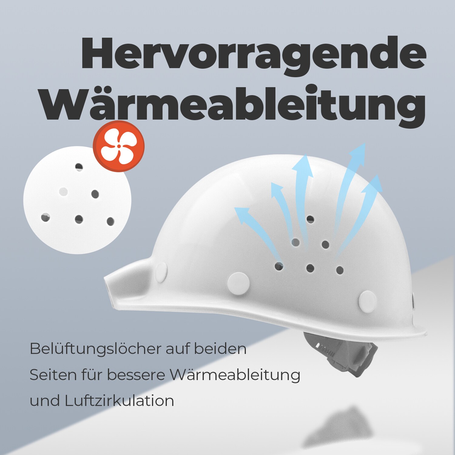 Mustbau MBU-ZC111-WHI Bauhelm,Schutzhelm,Arbeitshelm,Bauarbeiterhelm, USB-Ladegerät-Licht, 53-62cm Einstellbar