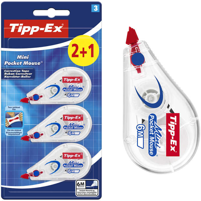 Tipp-Ex Korrekturroller Mini Pocket Mouse, 2+1 gratis, 6 m
