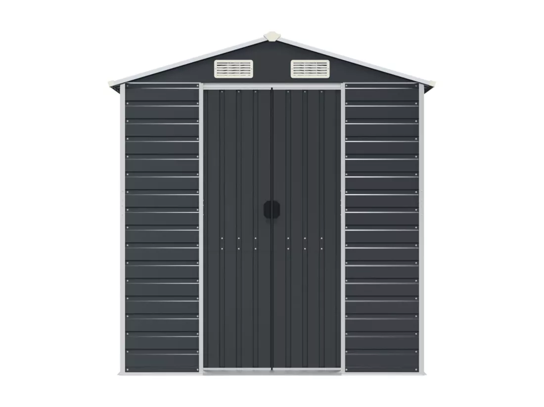 Abri de jardin anthracite 191x385x198 acier galvanisé
