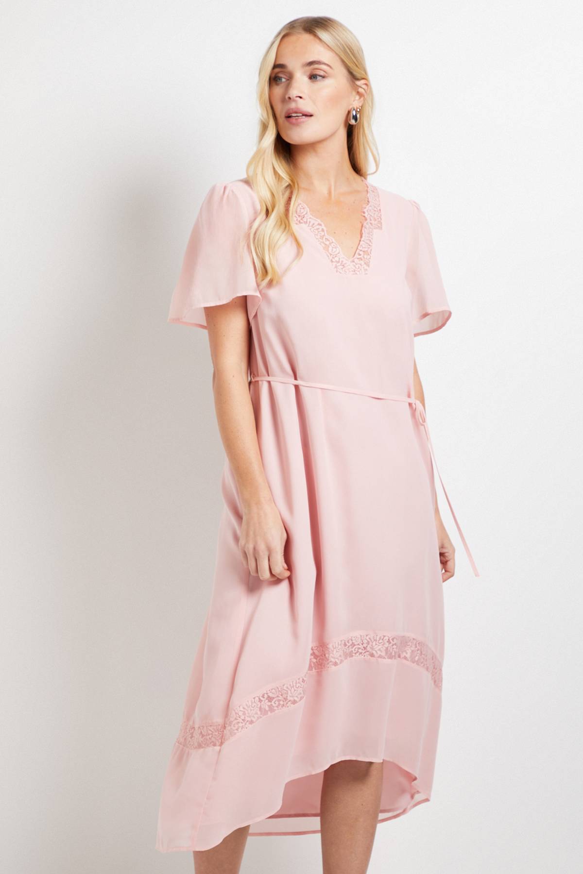 Wallis Robe Midi En Mousseline Petite Avec Insertions En Dentelle