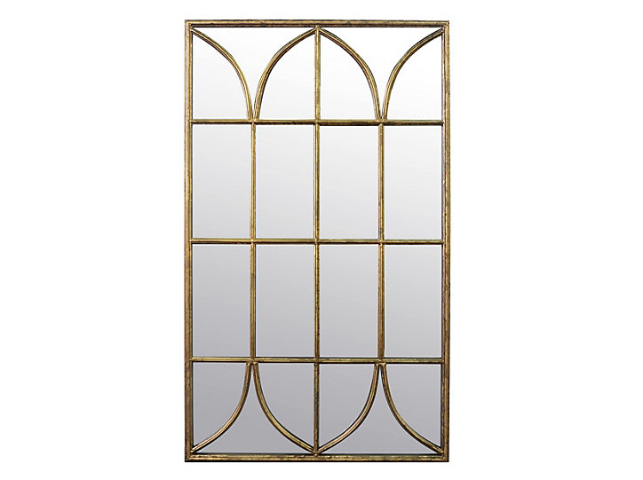 Miroir style art déco effet vieilli doré Windows L.65 x H.110 x ep.10 cm