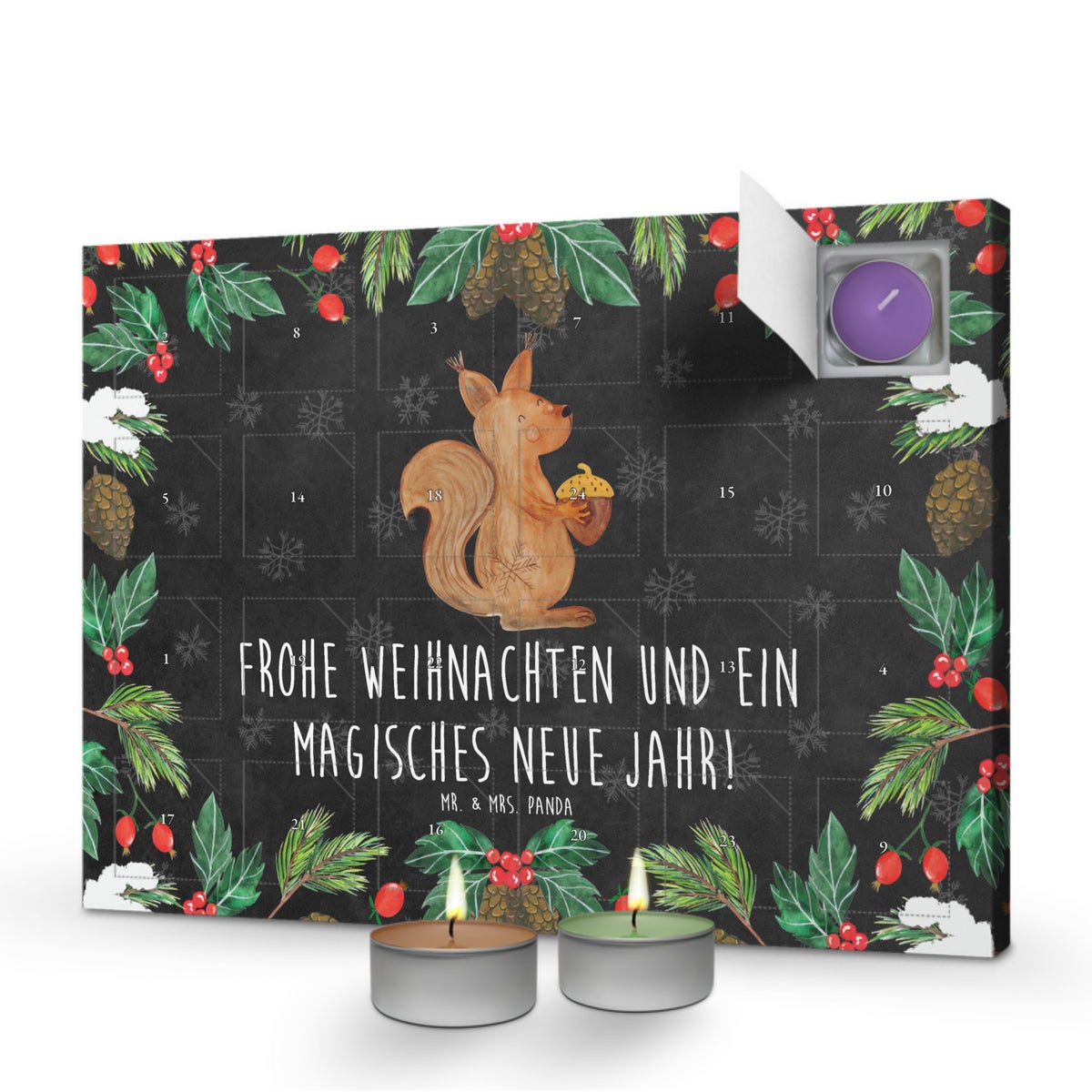 Mr. & Mrs. Panda Geurkaars Adventskalender Eekhoorn Kerstmis - Zwart