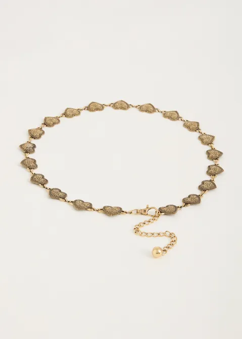 Ketting riem met hartjes goud (GOUD)