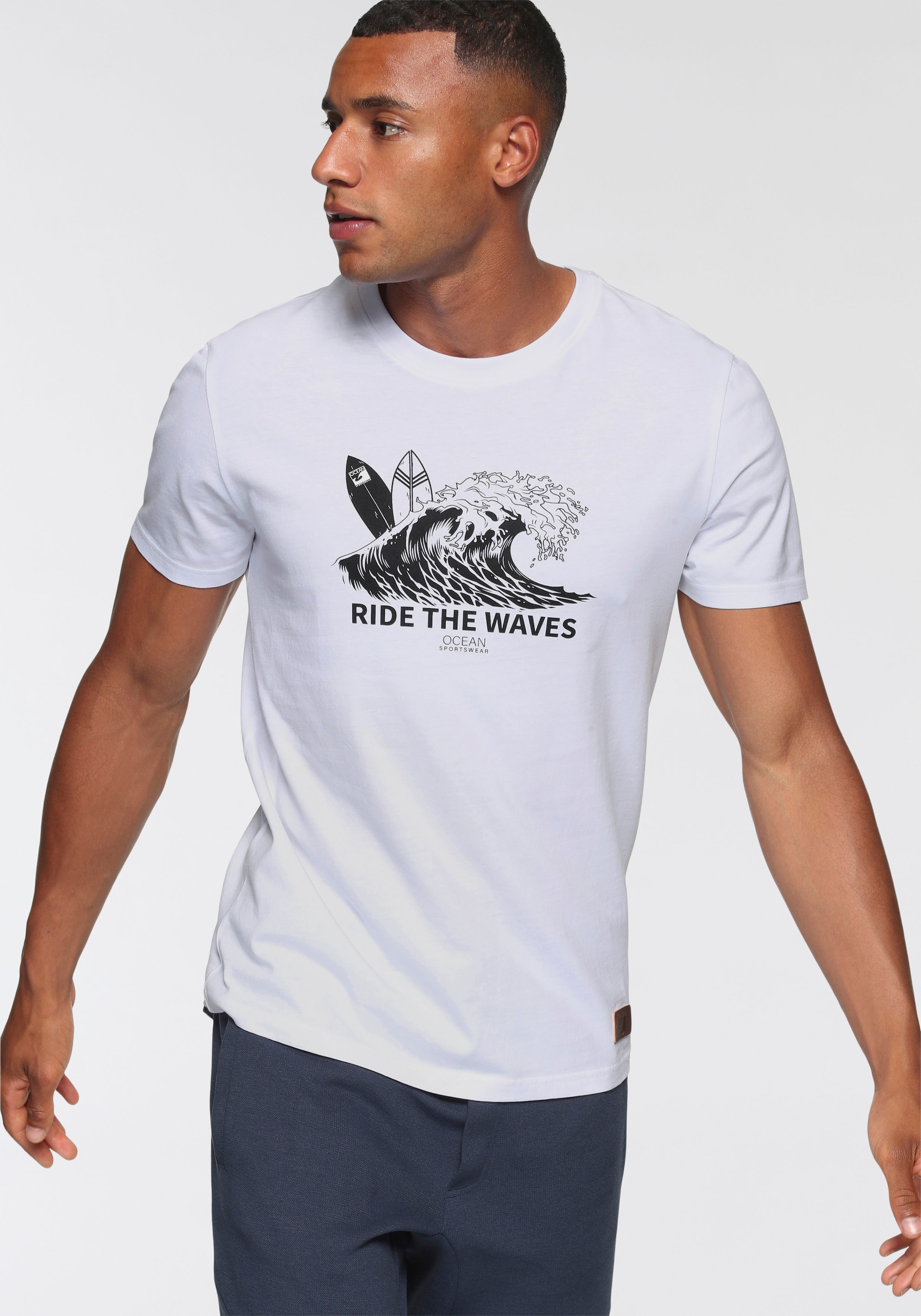 Ocean Sportswear T-Shirt , kurzärmelig,  schmal geschnitten,  mit Logodruck,  aus Single Jersey
