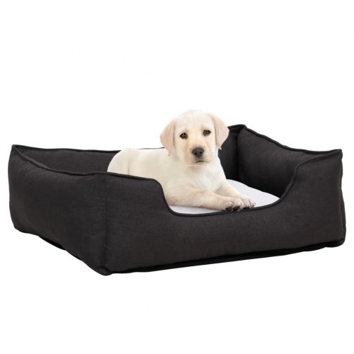 Sofá retangular acolchoado para cães Vidaxl com almofada cinza-escura e branca