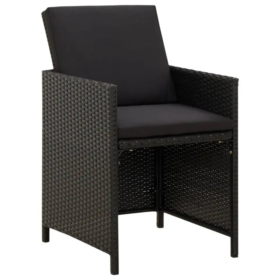 vidaXL - Buitenstoel - Zwart - Poly rattan - 4 stuks