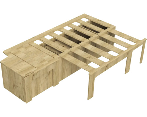 Buildify Campingbox Grace bedsysteem, links in de lengterichting, voor VW T5/T6, 1800x1165x406 (LxBxH) (zonder montage- en bevestigingsmateriaal)