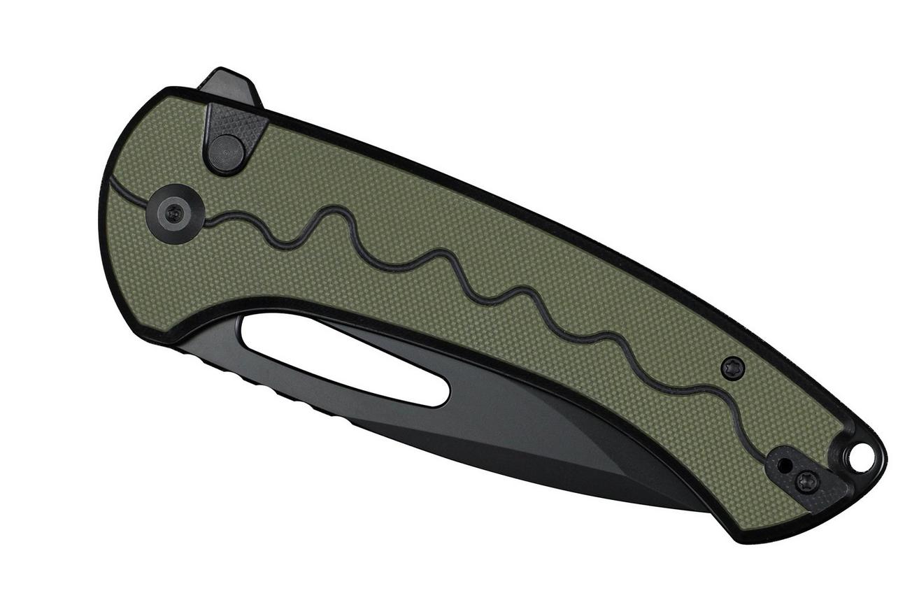 SENCUT Squiggy S24082A-2 Black Coating, Black/Green G10, zakmes