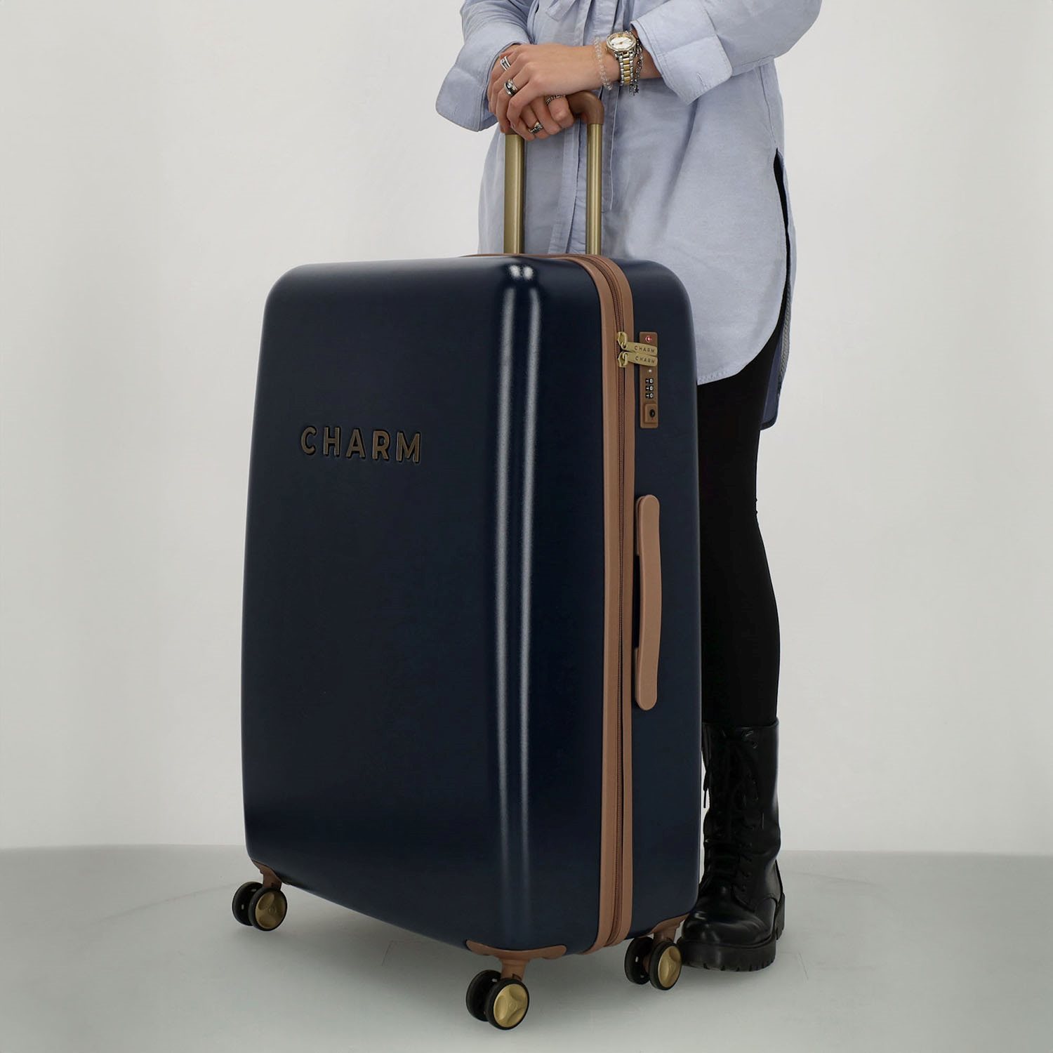 Charm London Travel Trolley L blauw