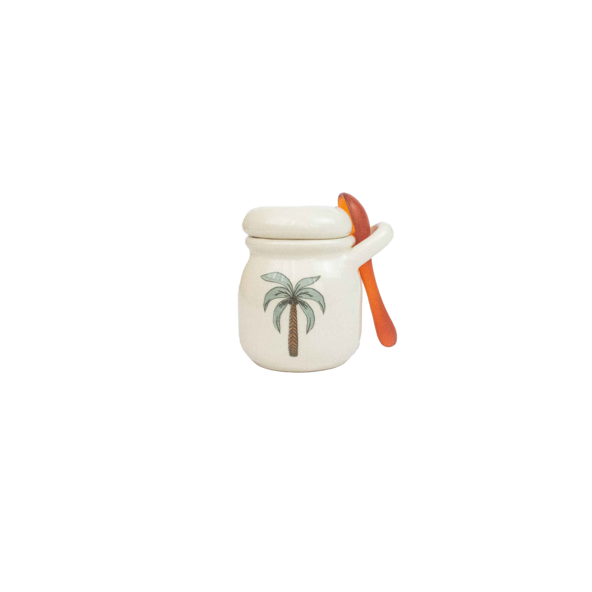 Pot et cuillère en céramique « Palmas Mamey » (lot de 2)