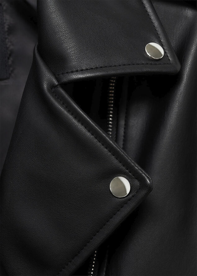 MANGO Faux-leather biker jacket Black
