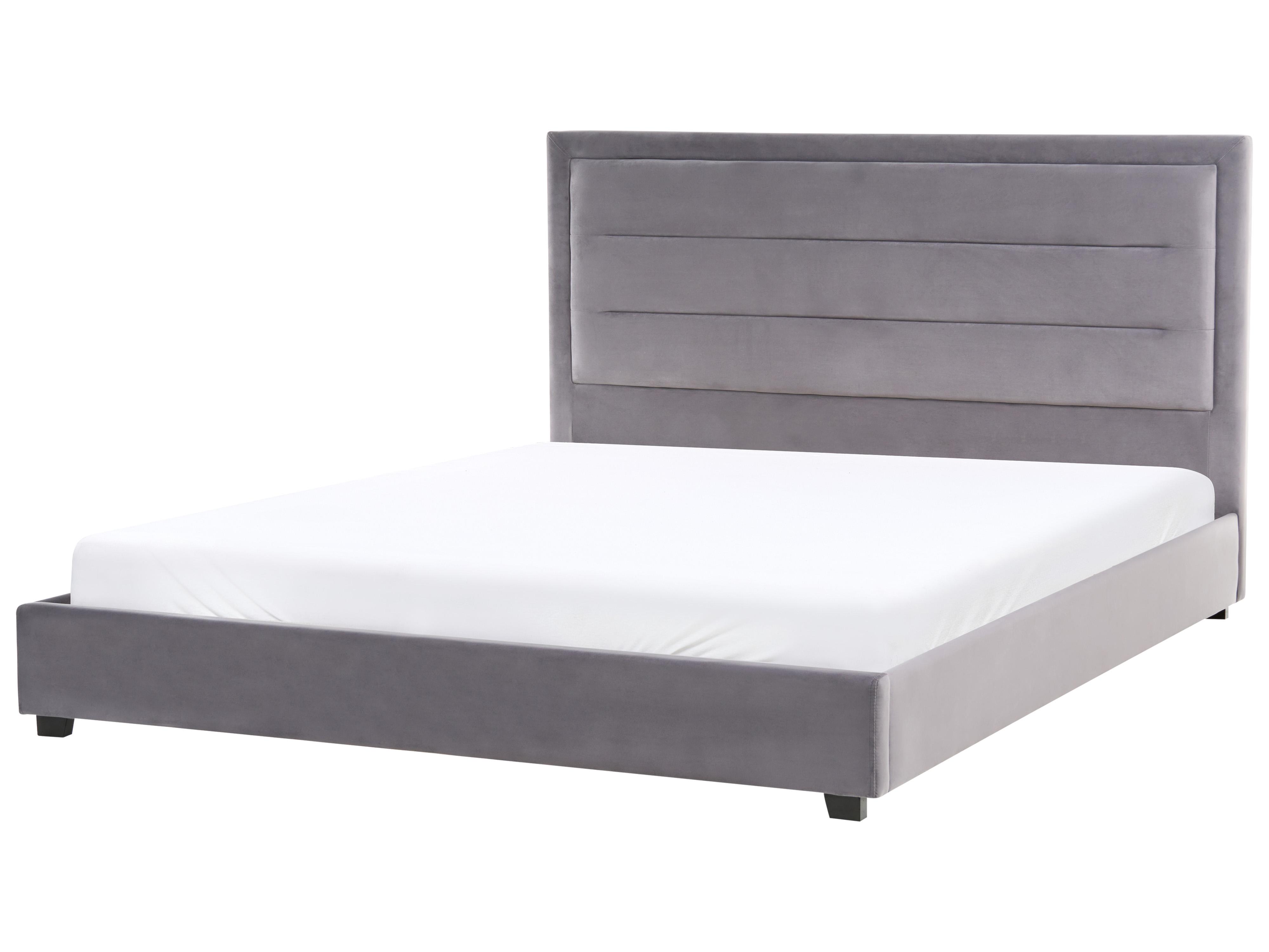 Bed Fluweel ROUEN 180 x 200 cm Donkergrijs