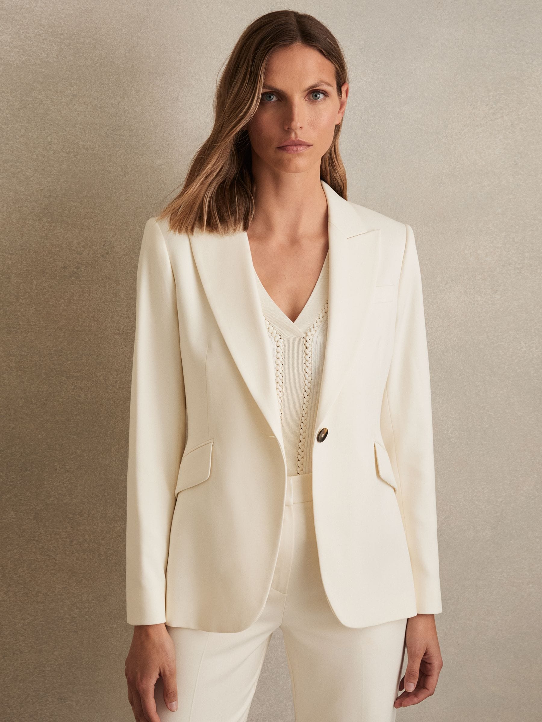 Reiss Millie maatsnit blazer met enkele rij knopen en puntige revers