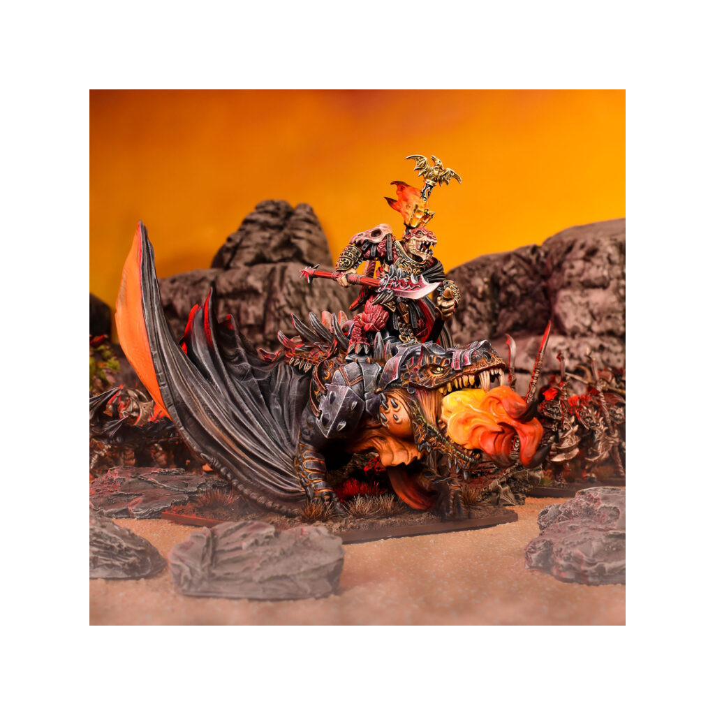 Kings of War - Salamander Clanlord on Firedrake