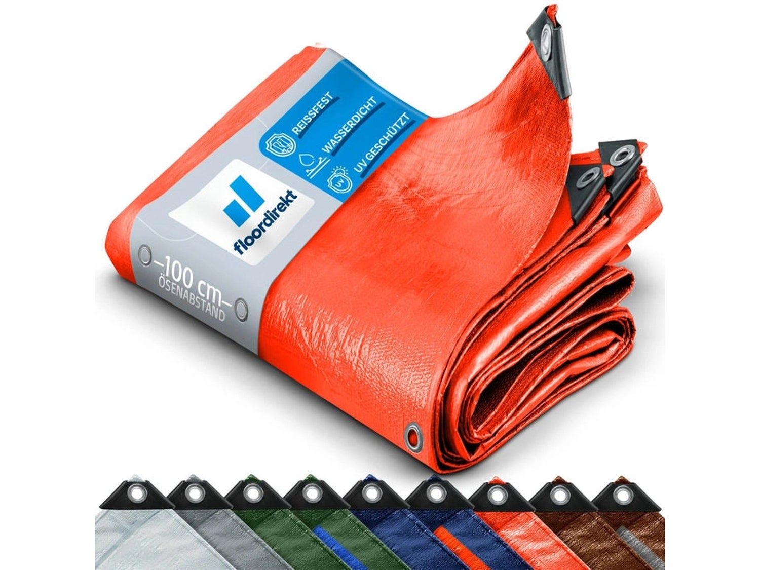 Zeildoek, waterdicht zeildoek met ogen, beschermzeil, 80 g/m², 1,5 x 6 m, oranje