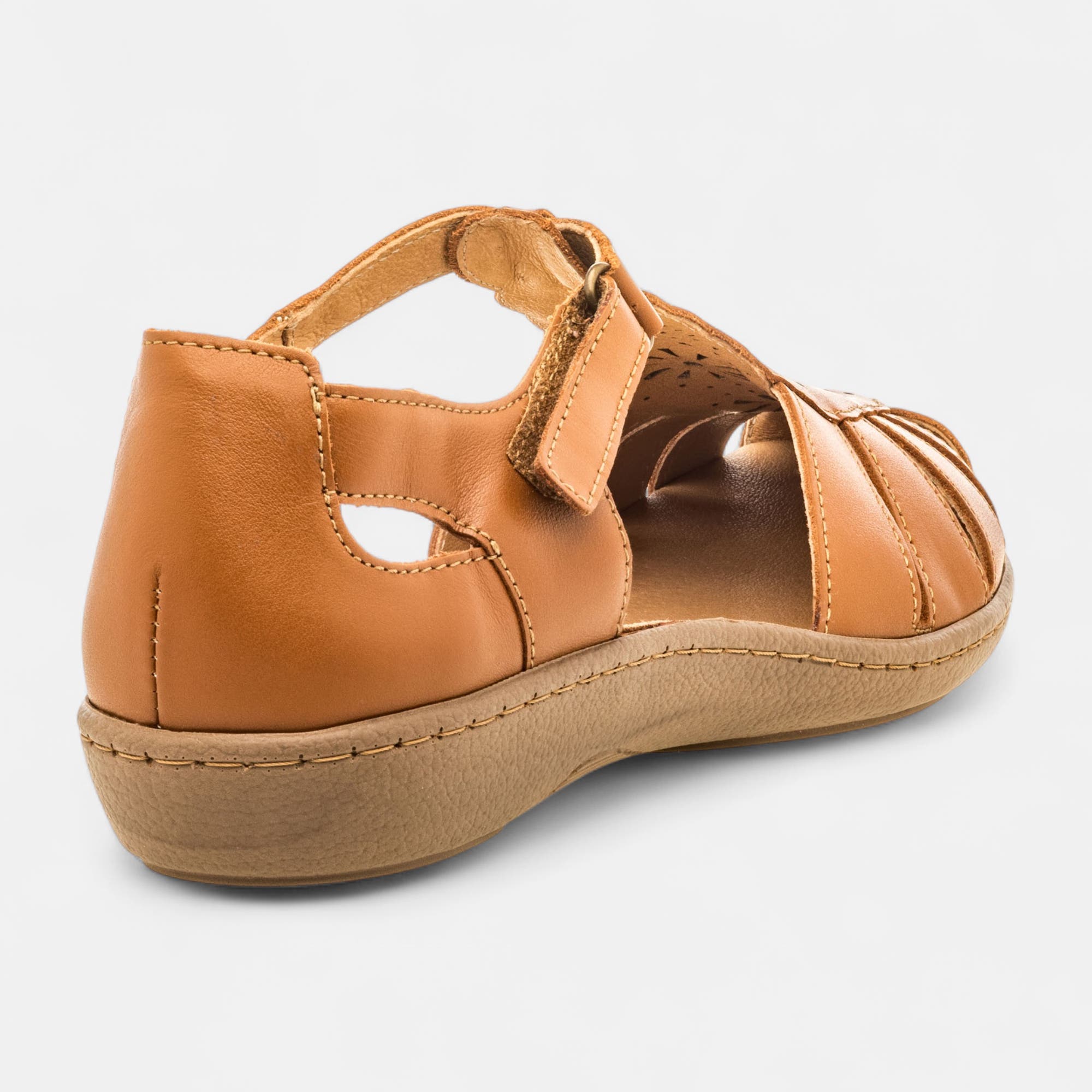 Nu-pieds confort Femme en cuir cognac