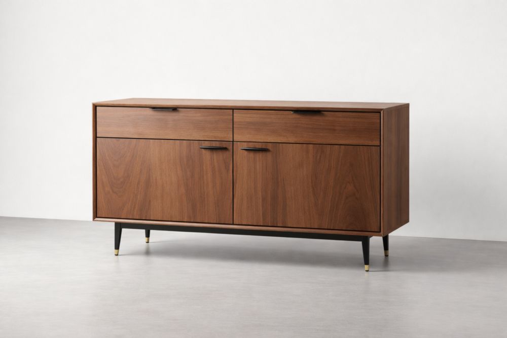 Sideboard Walnuss Holz mit Stahlbeinen Länge120cm