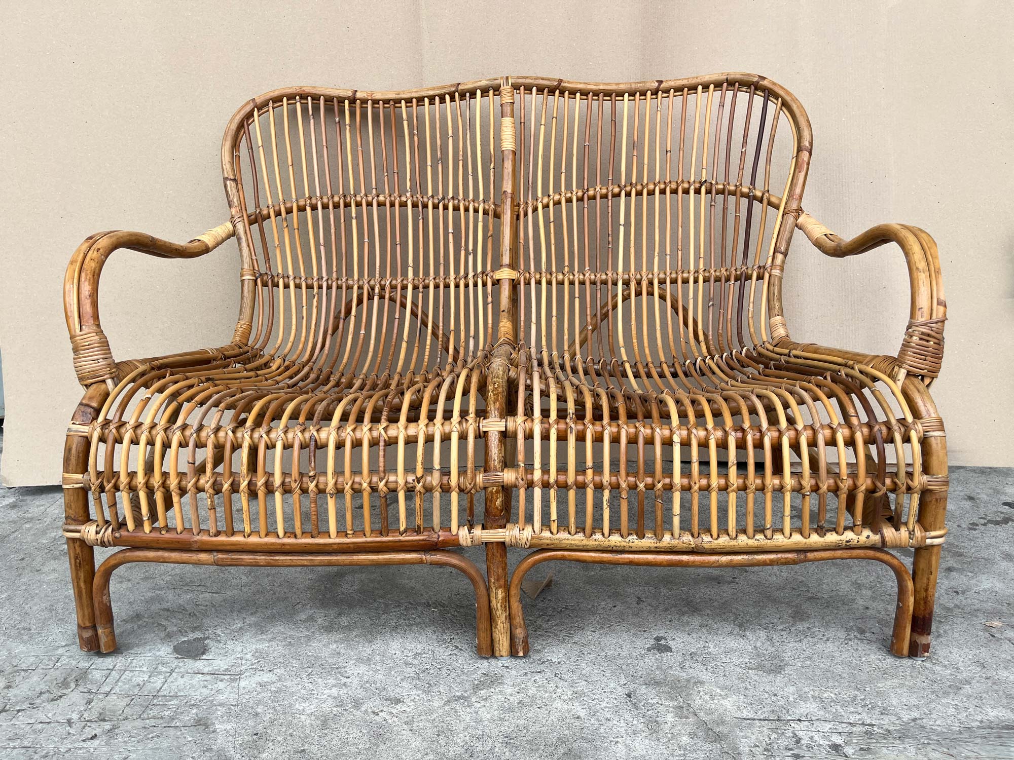 Bank 'Ewaldson' aus Rattan, B 126 cm, L 82 cm, H 85 cm von fischer's lagerhaus
