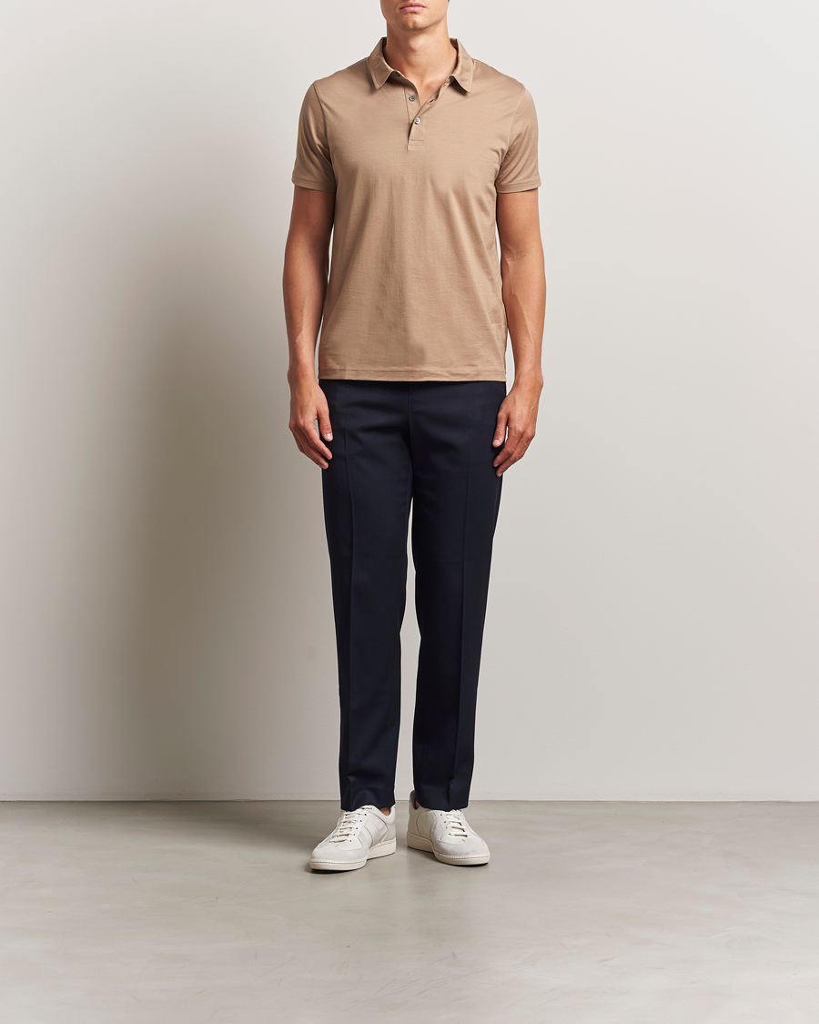 Sunspel Cotton Jersey Polo Dune