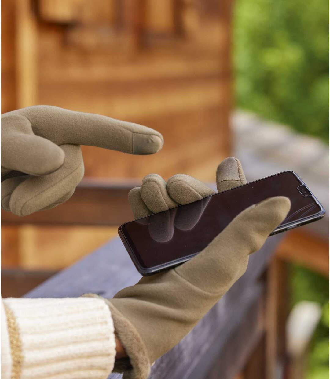 Gants Tactiles Détails Fausse Fourrure