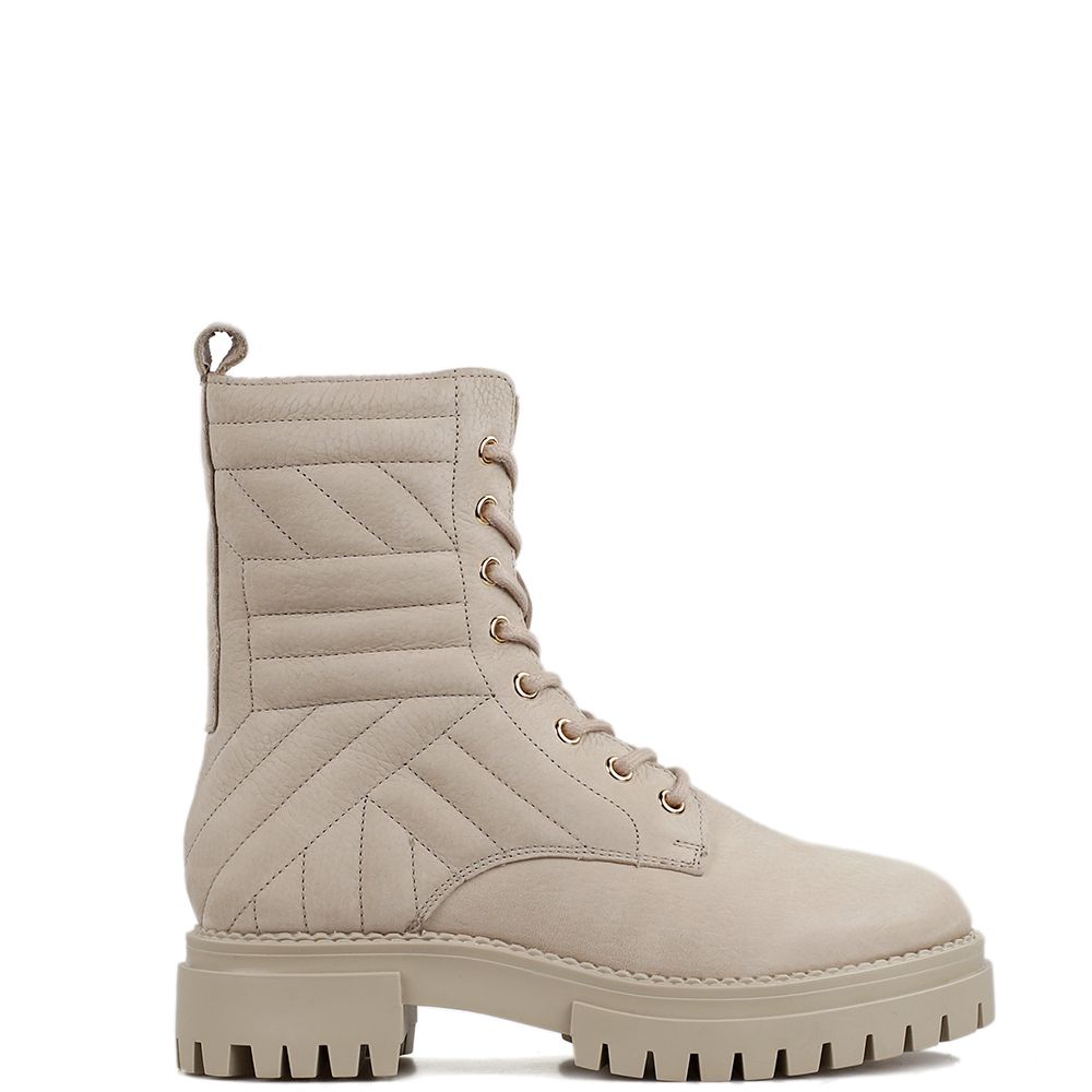 Bikerboots puffer offwhite nubuck