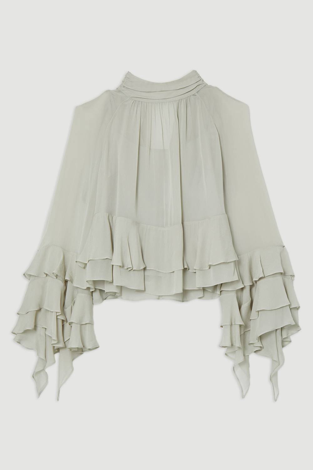 KarenMillen Blouse tissée en viscose et géorgette à volants dramatiques
