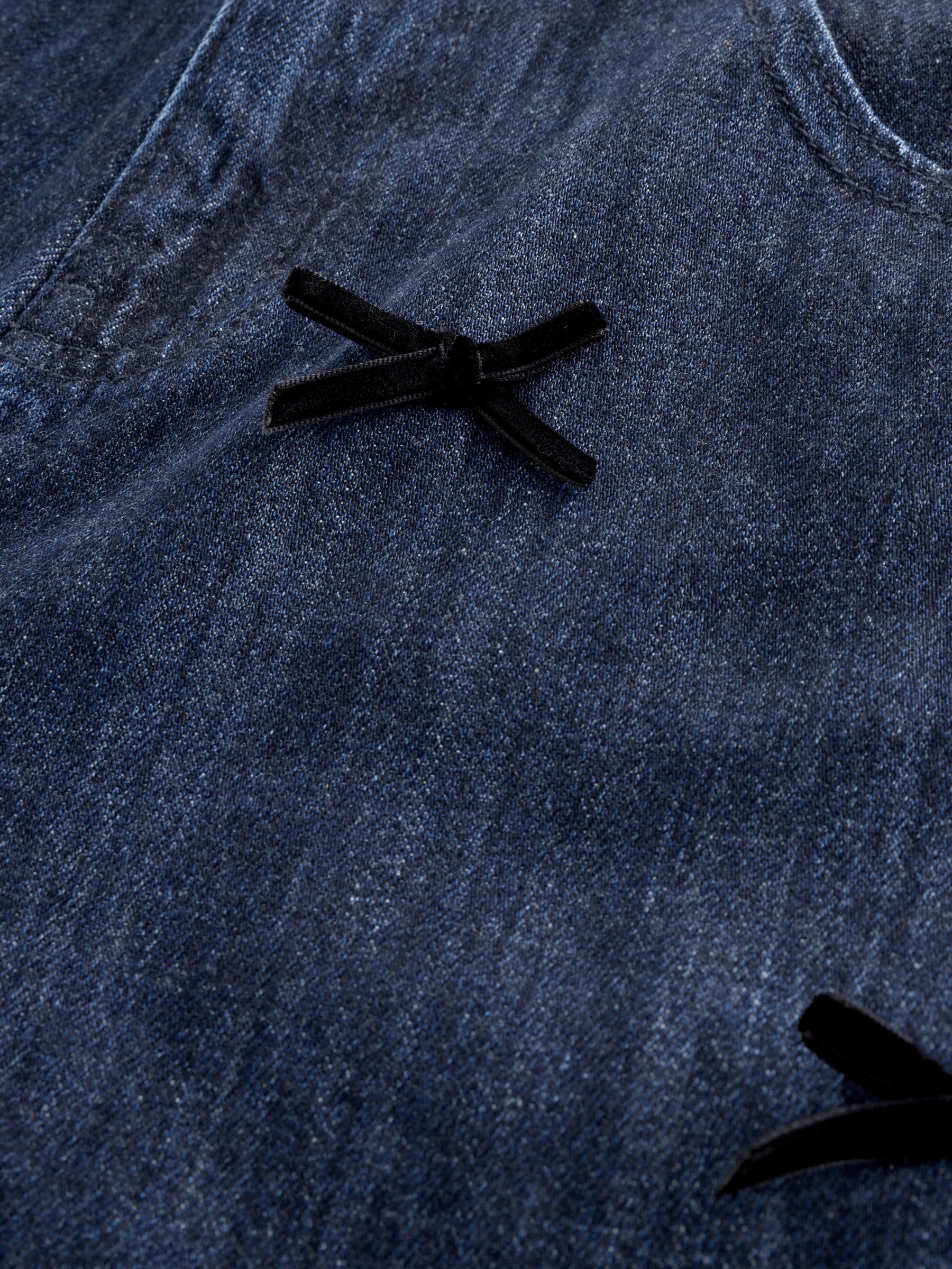 Blauw met wassing - Barrel jeans met strik