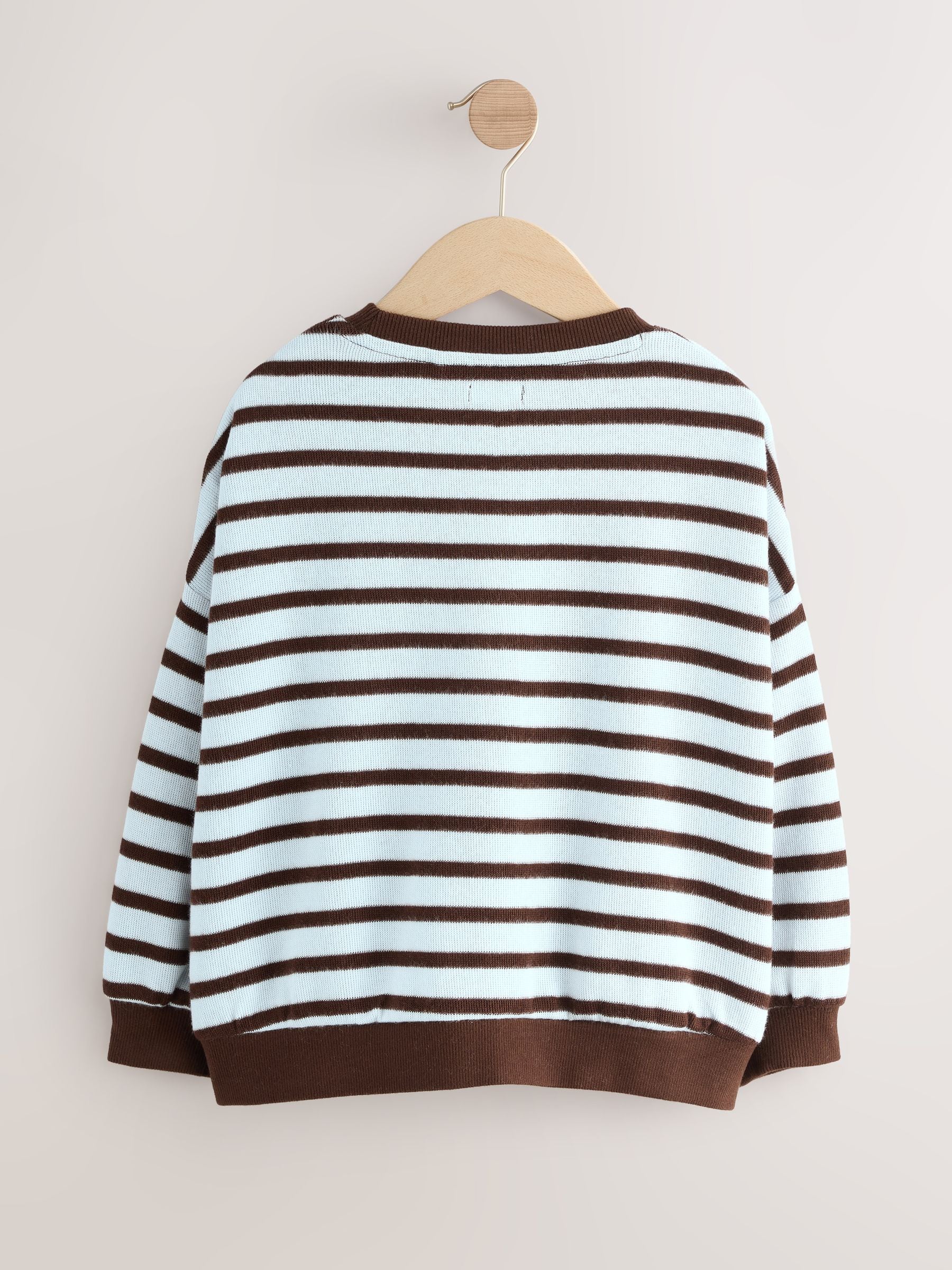 Blauw/bruin gestreept - Oversized behaaglijke ribbelsweatshirt (3 - 16 jr)
