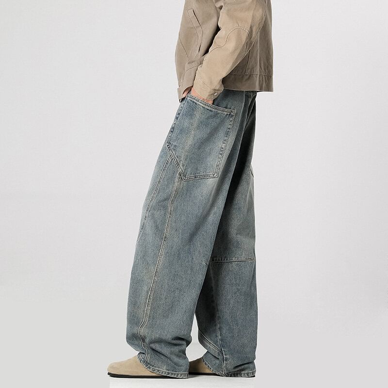 Priam - Mid Rise Washed Wide Leg Cargo Jeans