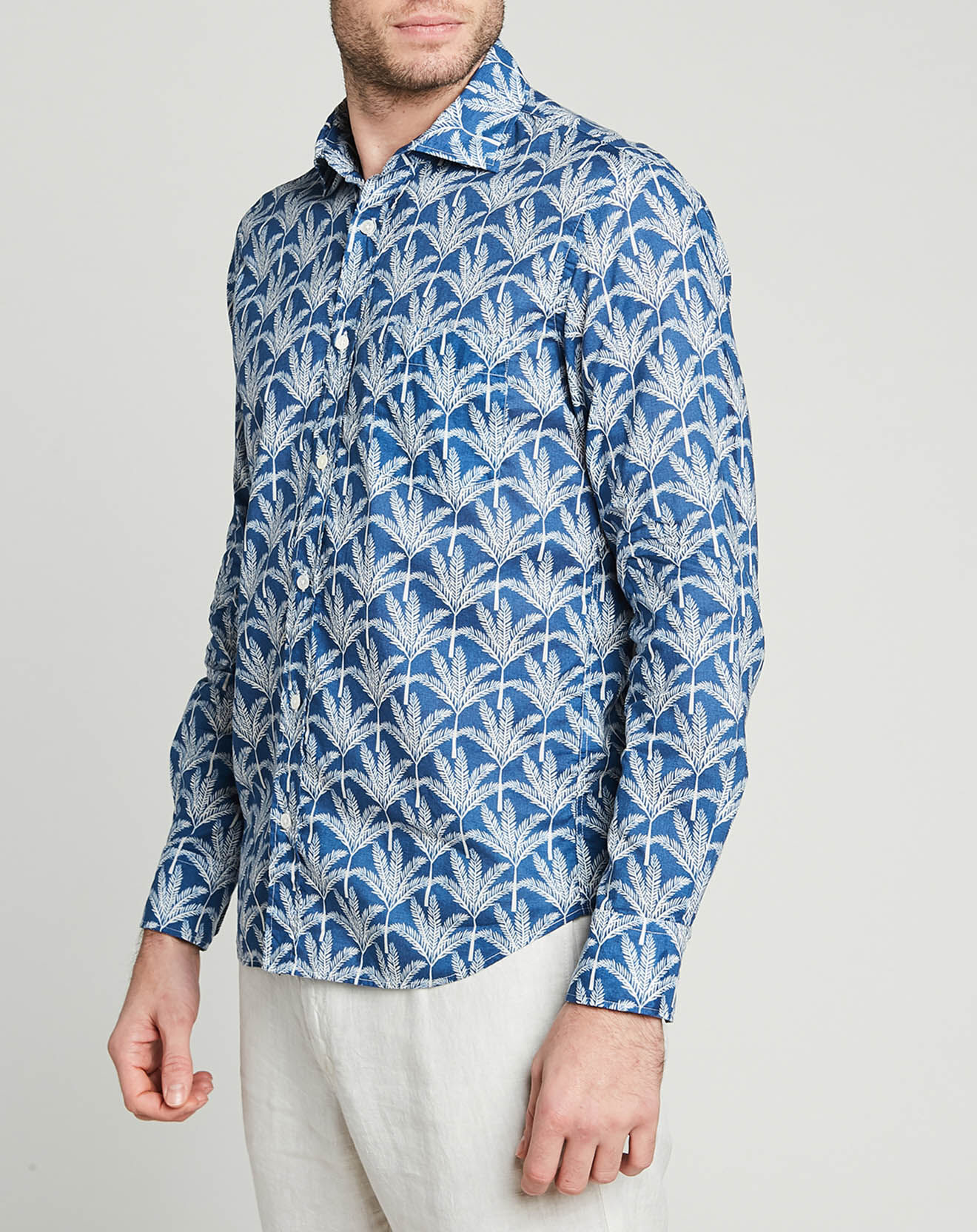 Hartford Chemise regular Paul imprimée bleu/blanc