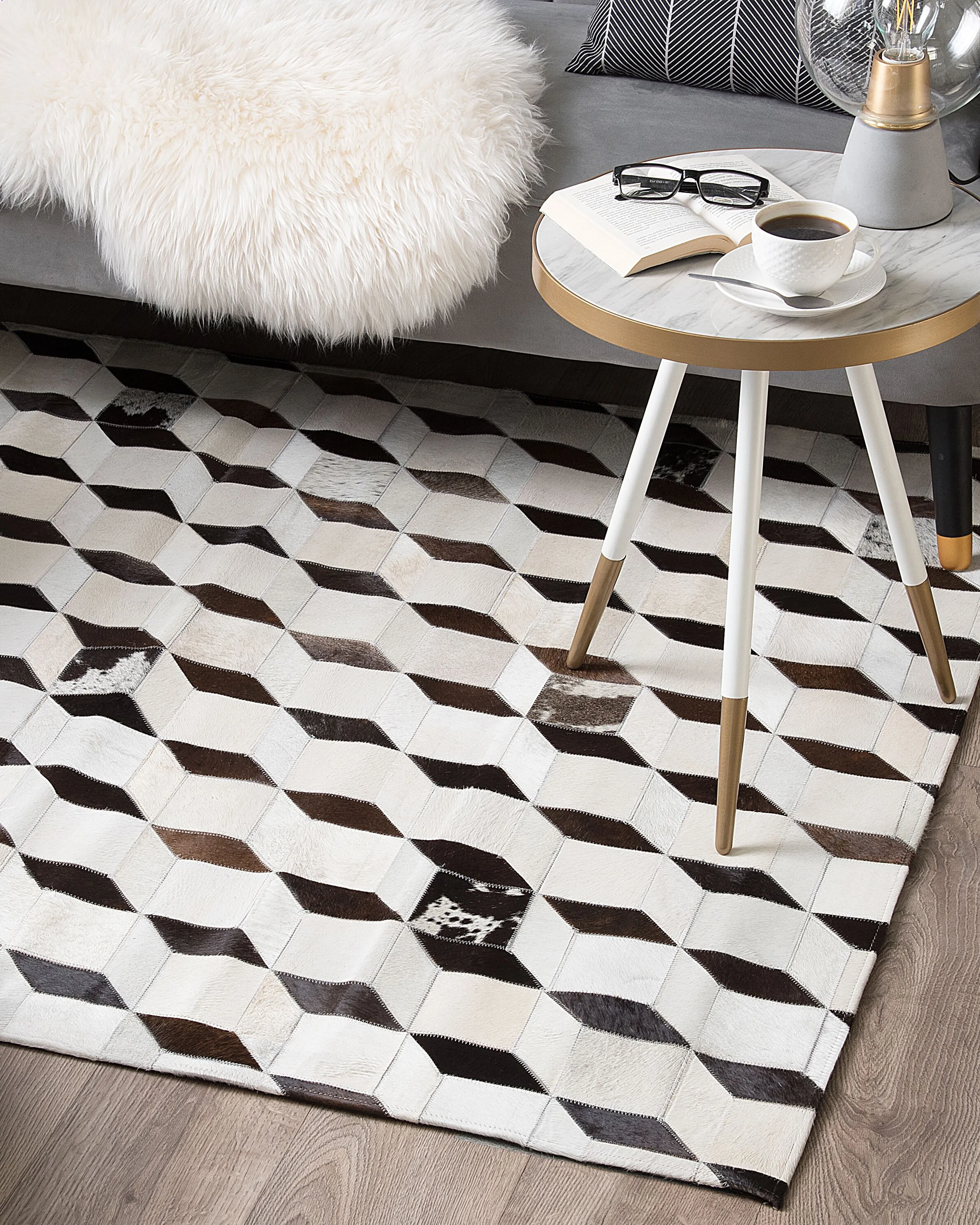 Vloerkleed ALPKOY Wit 160 x 230 cm Leer