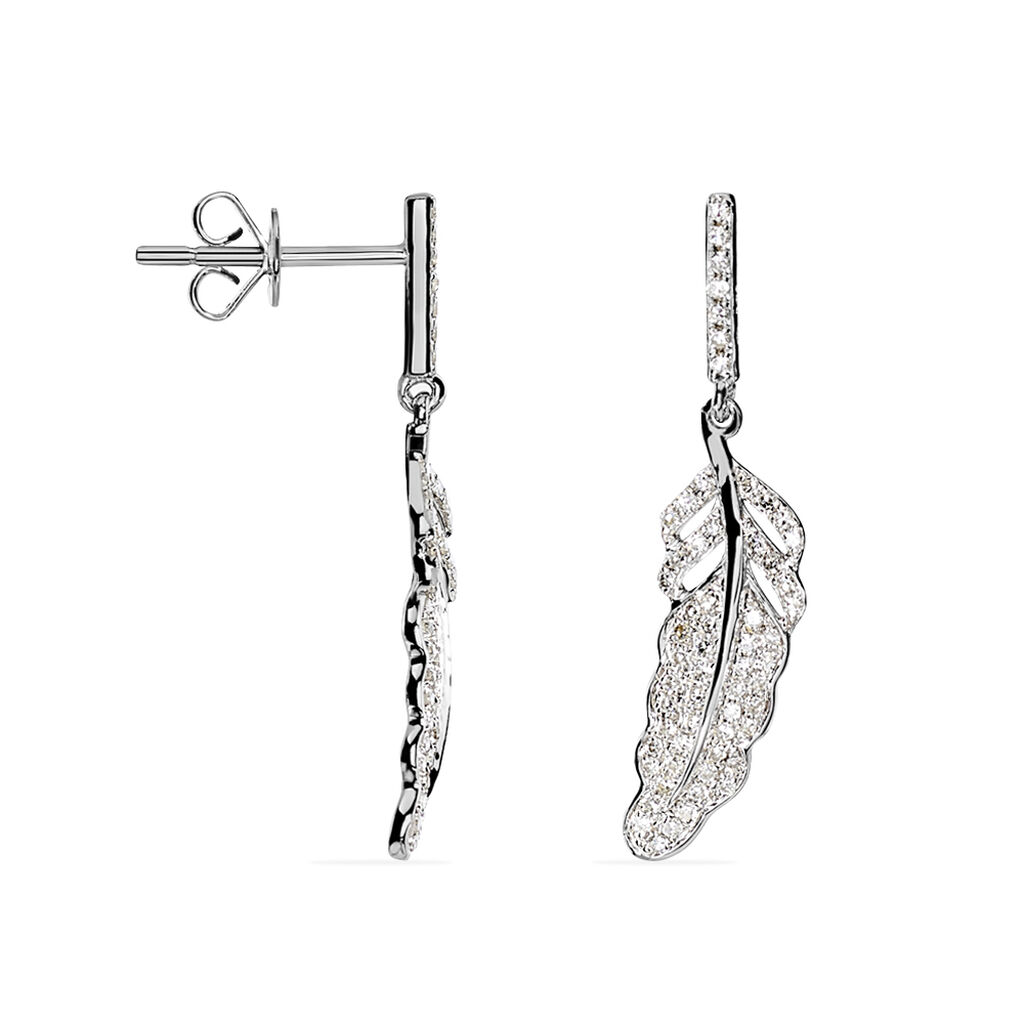 Boucles D'oreilles Puces Or Blanc Diamant