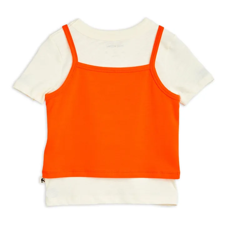 Mini Rodini T-Shirt et Débardeur Superposé Coton Bio Ritzrats | Orange