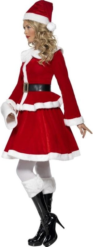 Kerstvrouw - Jurkje - Rood - Dames - Verkleedkleding - 100% Polyester
