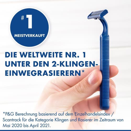 Gillette Blue II  Einwegrasierer x10, Mit 2 ultrascharfen, platinbeschichteten Klingen, 10er-Pack