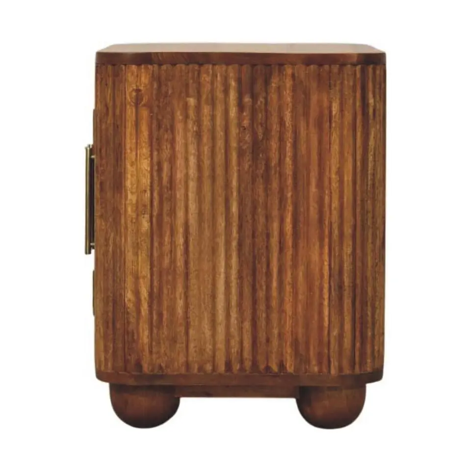 Solis Geribbelde Dressoir, 2 Deuren en 2 Planken, Lichtbruin
