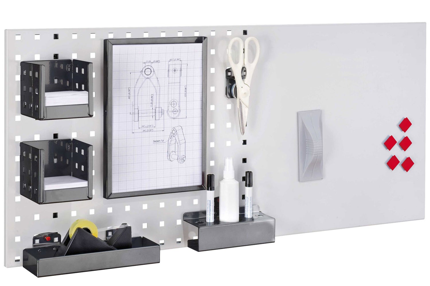 Kappes LogoChart® Office Set #2 1x Geperforeerd bord 1000x450mm 1x Accessoire assortiment 14-delig Antracietgrijs RAL 7016