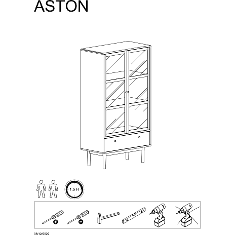 Aston vitrineskab - olieret egefiner