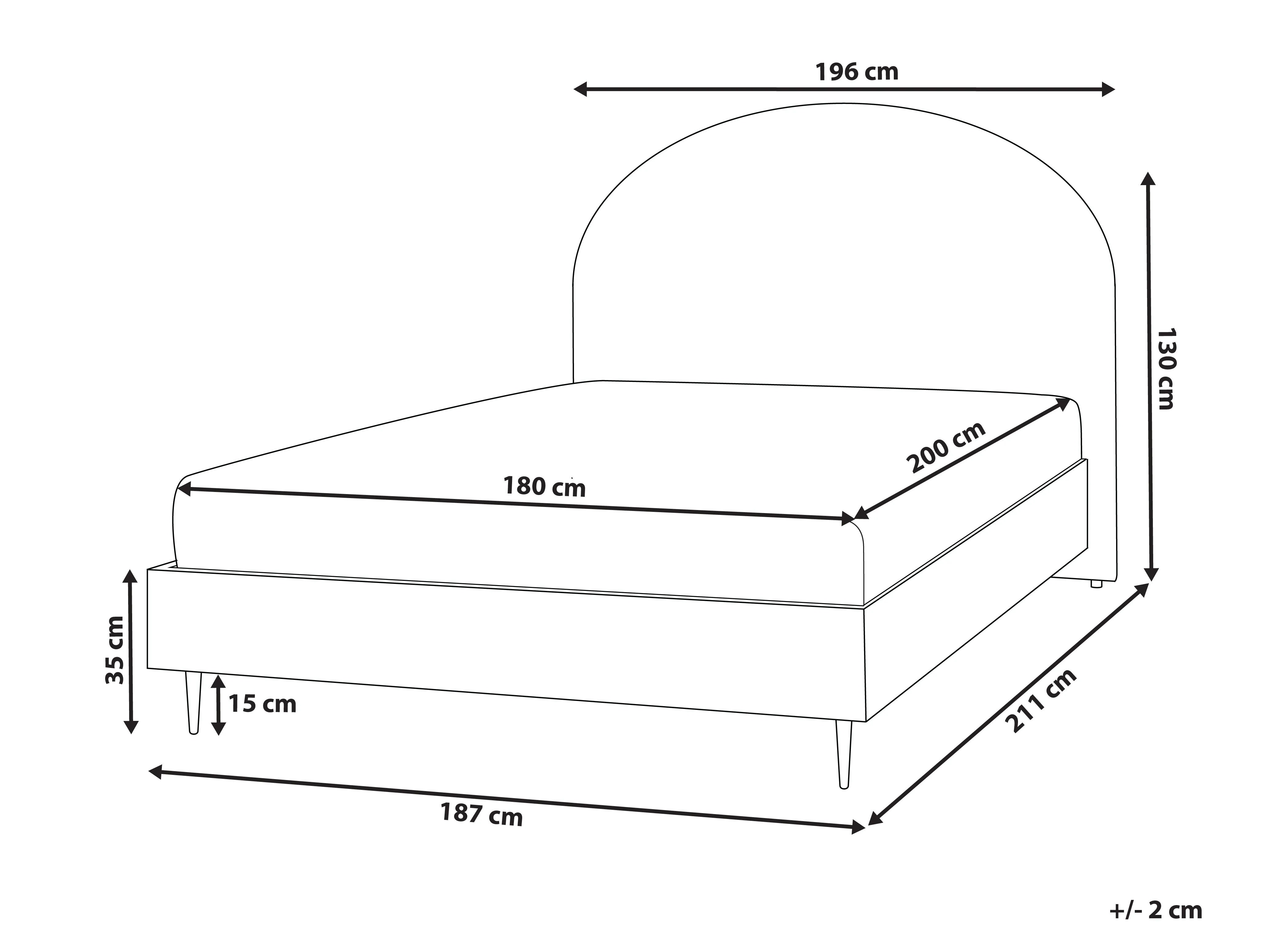 Bed Stof MILLAY 180 x 200 cm Gebroken wit