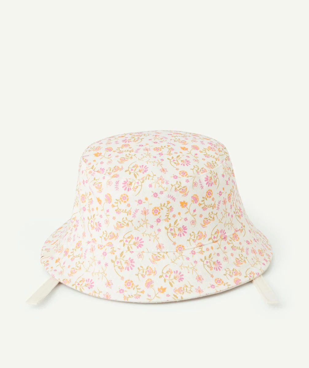 bob bébé fille en coton écru et imprimé floral coloré
