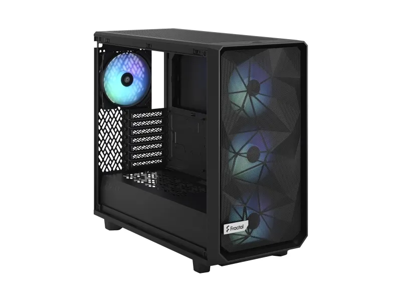 Fractal Design Meshify 2 Lite - Tower - udvidet ATX - sidepanel med vindue (hærdet glas) - ingen strømforsyning (ATX) - RGB-sort TG-lystone - USB/Lyd